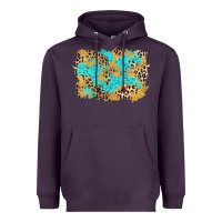 Plum glitter leopard turquoise background Heavyweight Hoodie - AdoDesignShop