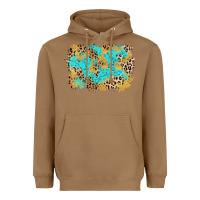 Toasted Coconut glitter leopard turquoise background Heavyweight Hoodie - AdoDesignShop