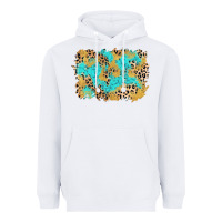 White glitter leopard turquoise background Heavyweight Hoodie - AdoDesignShop