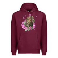 Burgundy Baby Hippo With Tutu Premium Hoodie - LillyAllenDesigns