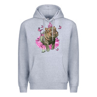 Heather Grey Baby Hippo With Tutu Premium Hoodie - LillyAllenDesigns