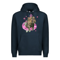 Navy Baby Hippo With Tutu Premium Hoodie - LillyAllenDesigns