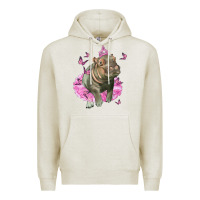 Oatmeal Heather Baby Hippo With Tutu Premium Hoodie - LillyAllenDesigns