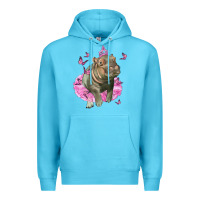 Ocean Blue Baby Hippo With Tutu Premium Hoodie - LillyAllenDesigns