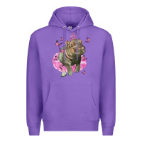 Purple Baby Hippo With Tutu Premium Hoodie - LillyAllenDesigns