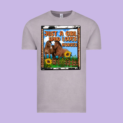 Western Just A Girl Who Loves Horses Vintage Tee Designed By Oliviacreatesart