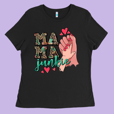 Mama Junkie Mother's Day Ladies Tee Designed By Cowgirlartshop