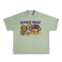 Oil Green Mardi Gras vibes skull Urban Heavy Tee - FaDigitalArtStudio