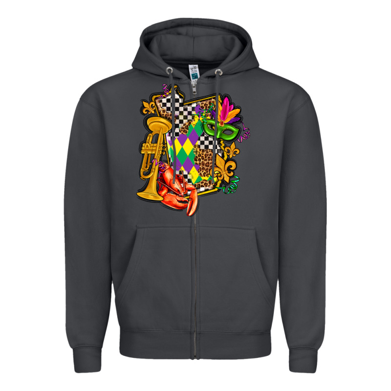 Mississippi Map Mardi Gras Zipper Hoodie by AdoDesignShop | Teevron