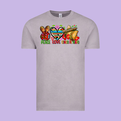 Peace Love Cinco De Mayo Vintage Tee Designed By Fadigitalartstudio