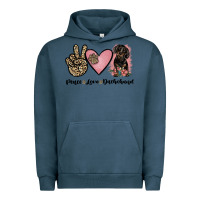 Pigment Midnight Navy peace love dachshund Urban Hoodie - JahusDesignShop