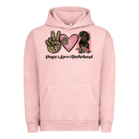 Pigment Salmon peace love dachshund Urban Hoodie - JahusDesignShop