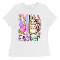 White My first Easter Girl Easter Day Ladies Tee - HowdyJamesFarm