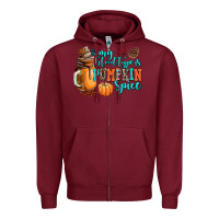 Burgundy my blood type is pumpkin spice Zipper Hoodie - AdoDesignShop