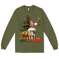 Army Green Ho Ho Ho Christmas Gnome Long Sleeve Tee - BundleAndBundleShop