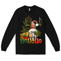 Black Ho Ho Ho Christmas Gnome Long Sleeve Tee - BundleAndBundleShop