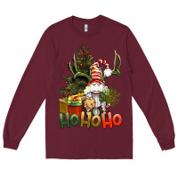 Burgundy Ho Ho Ho Christmas Gnome Long Sleeve Tee - BundleAndBundleShop