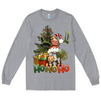 Heather Grey Ho Ho Ho Christmas Gnome Long Sleeve Tee - BundleAndBundleShop