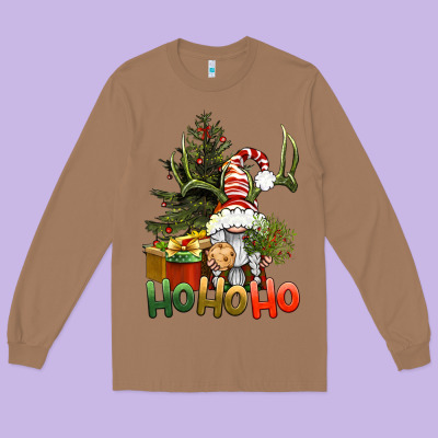 Ho Ho Ho Christmas Gnome Long Sleeve Tee Designed By Bundleandbundleshop