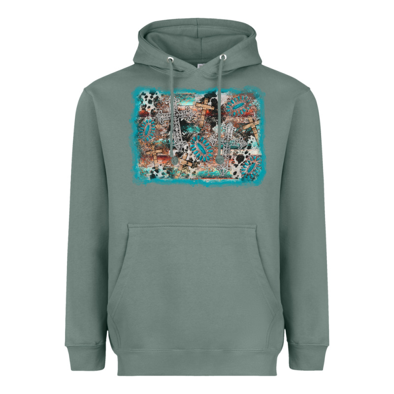 Cross Western Background Heavyweight Hoodie by AdoDesignShop | Teevron