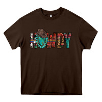 Chocolate Brown Western Howdy Gemstone Cowboy Hat Heavy Core Tee - HowdyJamesFarm