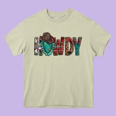 Western Howdy Gemstone Cowboy Hat Heavy Core Tee Designed By Howdyjamesfarm