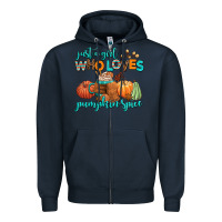 Navy just a girl who loves pumpkin spice Zipper Hoodie - AdoDesignShop