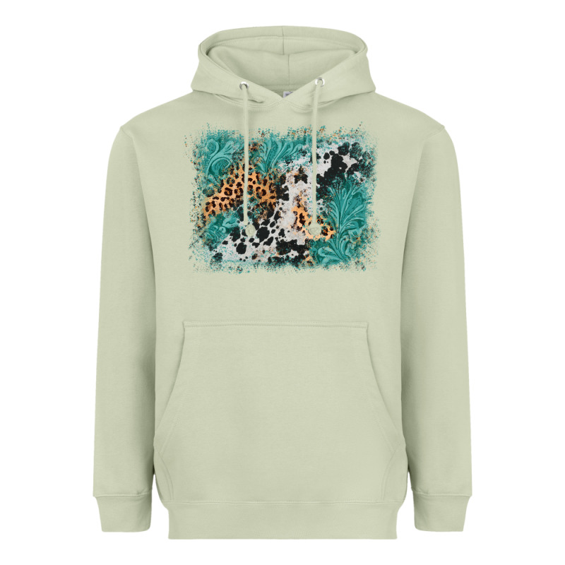 Cowhide Turquoise Leather Background Heavyweight Hoodie by AdoDesignShop | Teevron