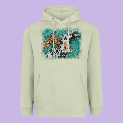 Cowhide Turquoise Leather Background Heavyweight Hoodie Designed By Adodesignshop