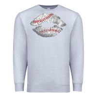 Heather Grey baseball lips Premium Sweatshirt - AdoDesignShop