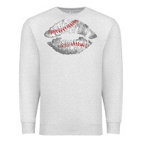 Oatmeal Heather baseball lips Premium Sweatshirt - AdoDesignShop