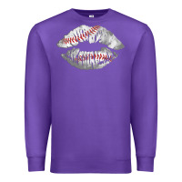 Purple baseball lips Premium Sweatshirt - AdoDesignShop