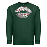Sports Green baseball lips Premium Sweatshirt - AdoDesignShop