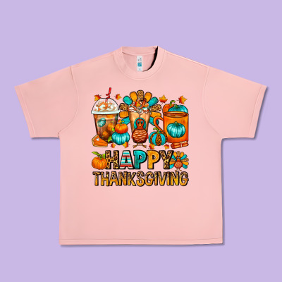 Happy Thanksgiving Coffee Cups Urban Heavy Tee Designed By Fadigitalartstudio