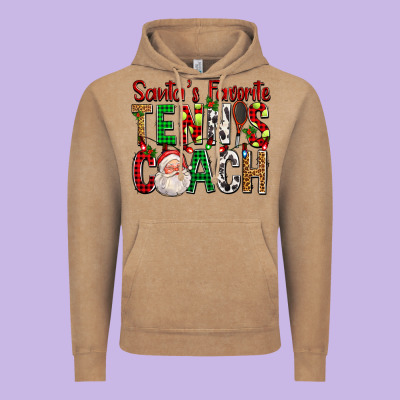 Santa's Favorite Tennis Coach For Christmas Vintage Hoodie Designed By Fadigitalartstudio