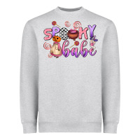 Heather Grey spooky babe Heavyweight Sweatshirt - AdoDesignShop