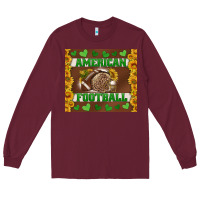 Burgundy american football with sunflower tumbler Long Sleeve Tee - BundleAndBundleShop