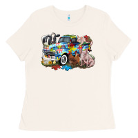 Bone Autism truck with farm animals Ladies Tee - CowGirlArtShop