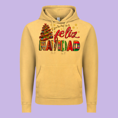 Feliz Navidad With Sombrero Tree Vintage Hoodie Designed By Bundleandbundleshop