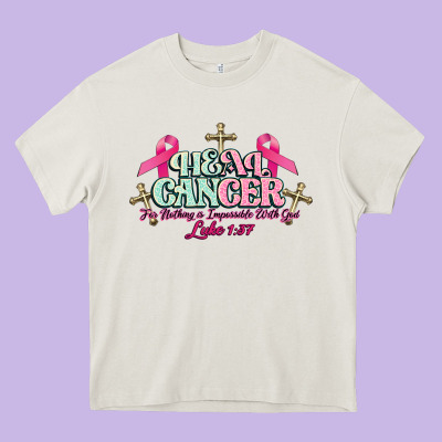 Heal Cancer Luke 1:37 Cross Cancer Awareness Heavy Core Tee Designed By Howdyjamesfarm