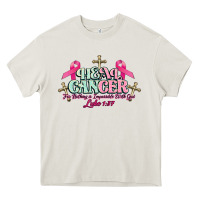 Cream Heal Cancer Luke 1:37 cross Cancer Awareness Heavy Core Tee - HowdyJamesFarm