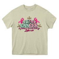Mossy Heal Cancer Luke 1:37 cross Cancer Awareness Heavy Core Tee - HowdyJamesFarm