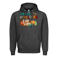 Charcoal Heather just a girl who loves fall Zipper Hoodie - AdoDesignShop