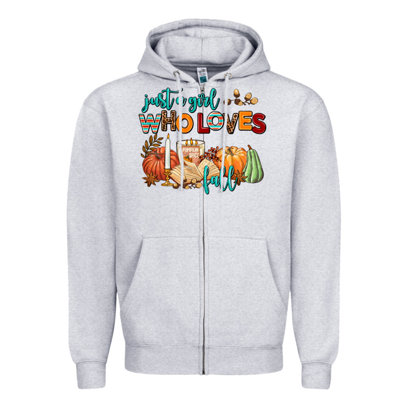 Just A Girl Who Loves Fall Zipper Hoodie by AdoDesignShop | Teevron