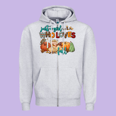 Just A Girl Who Loves Fall Zipper Hoodie Designed By Adodesignshop