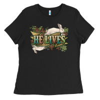 Black He lives Easter Day Ladies Tee - HowdyJamesFarm