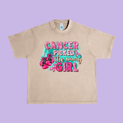 Cancer Picked The Wrong Girl Breast Cancer Urban Heavy Tee Designed By Fadigitalartstudio