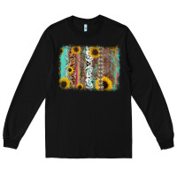Black aztec leopard turquoise sunflower background Long Sleeve Tee - RanaPortraitStore