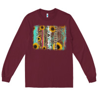 Burgundy aztec leopard turquoise sunflower background Long Sleeve Tee - RanaPortraitStore