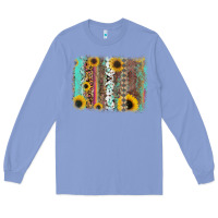 Colony Blue aztec leopard turquoise sunflower background Long Sleeve Tee - RanaPortraitStore